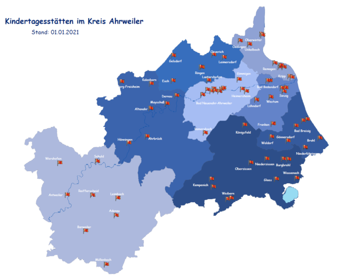 Kitas2021-1 | Kreisverwaltung Ahrweiler Kreiskarte mit Kitas