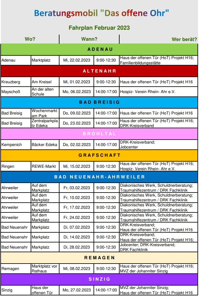 Fahrplan oO Februar | Kreisverwaltung Ahrweiler