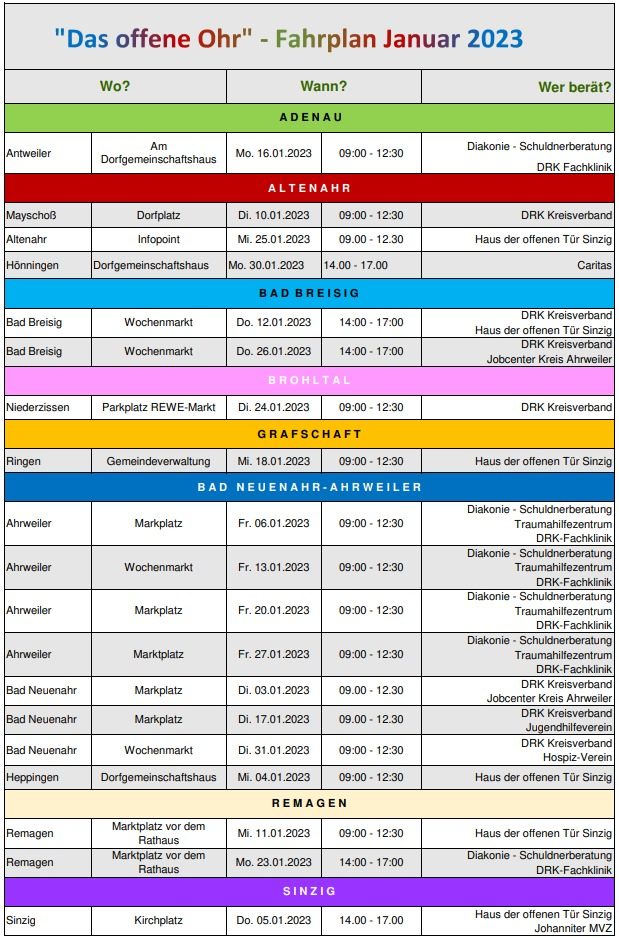 Fahrplan oO Januar | Kreisverwaltung Ahrweiler